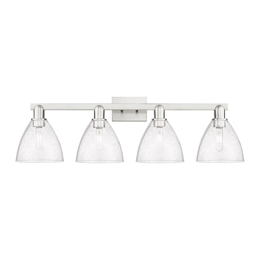 Innovations Bristol 35in 4-Light Bath Vanity Light | Industrial Brushed Satin Nickel and Seedy Glass | Bathroom Vanity | Model 716-4W-SN-GBD-754