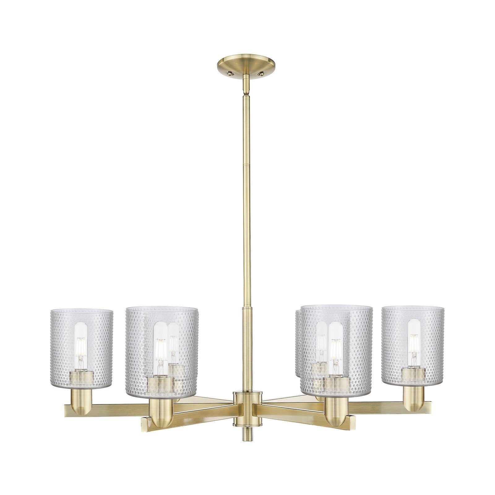 Innovations Cobbleskill 35in 6-Light Chandelier | Industrial Antique Brass Steel and Clear Cobbleskill Glass | Dining Room & | Model 716-6CR-AB-G112