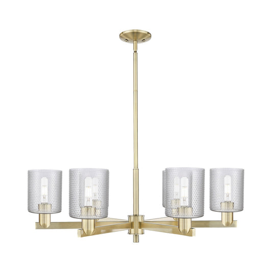 Innovations Cobbleskill 35in 6-Light Chandelier | Industrial Antique Brass Steel and Clear Cobbleskill Glass | Dining Room & | Model 716-6CR-AB-G112