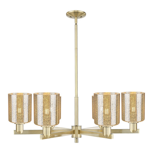 Innovations Cobbleskill 35in 6-Light Chandelier | Industrial Antique Brass and Mercury Glass | Dining Room & Living Room | Model 716-6CR-AB-G116