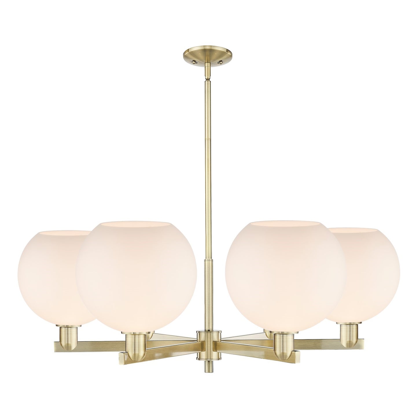 Innovations Athens 40in 6-Light Chandelier | Industrial Antique Brass Steel and Matte White Glass | Kitchen Island & Dining | Model 716-6CR-AB-G121-10