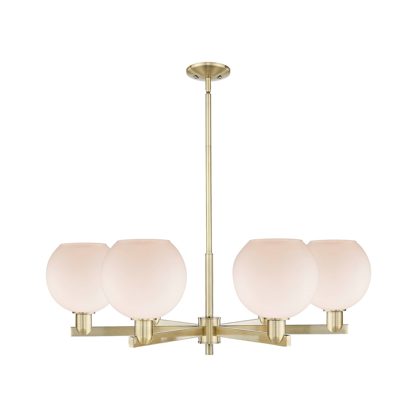 Innovations Athens 38in 6-Light Chandelier | Industrial Antique Brass and Matte White Glass | Dining Room & Living Room | Model 716-6CR-AB-G121-8