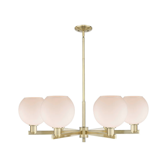 Innovations Athens 38in 6-Light Chandelier | Industrial Antique Brass and Matte White Glass | Dining Room & Living Room | Model 716-6CR-AB-G121-8