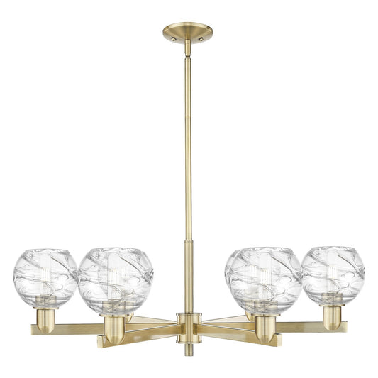 Innovations Athens Deco Swirl 35.6in 6-Light Chandelier | Industrial Antique Brass and Clear Glass | Dining Room & Living | Model 716-6CR-AB-G1213-6CL
