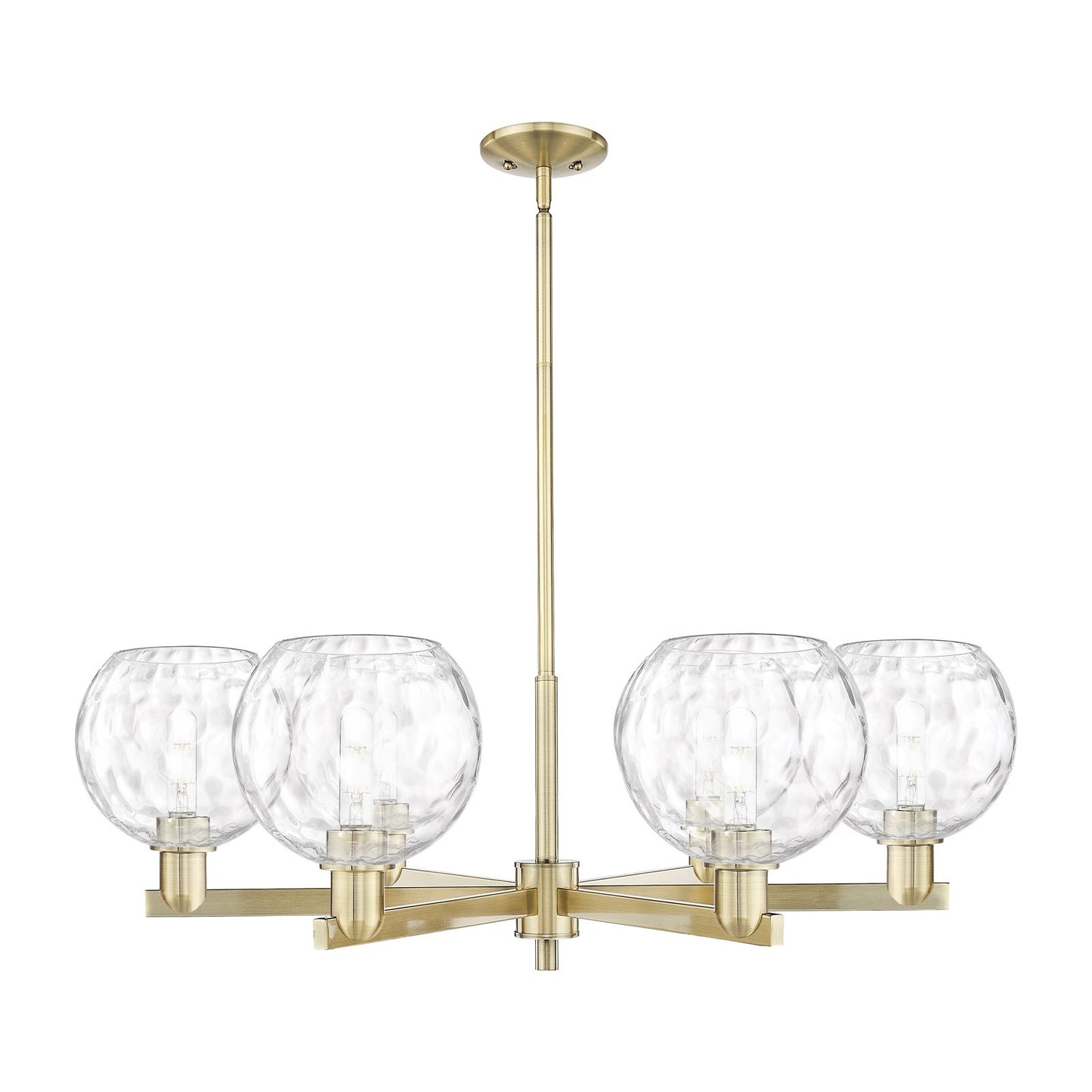 Innovations Athens 38in 6-Light Chandelier | Industrial Antique Brass and Clear Water Glass | Dining Room & Living Room | Model 716-6CR-AB-G1215-8