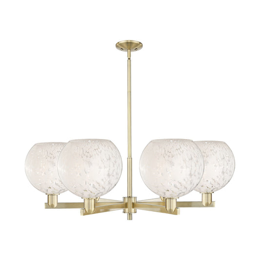 Innovations Lighting Arcadia 40in 6-Light Chandelier | Industrial Antique Brass and White Mouchette Glass | Dining Room & | Model 716-6CR-AB-G1216-10WM