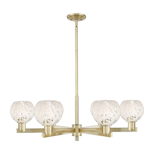 Innovations Lighting White Mouchette 36in 6-Light Chandelier | Industrial Antique Brass and White Glass | Kitchen Island & | Model 716-6CR-AB-G1216-6WM