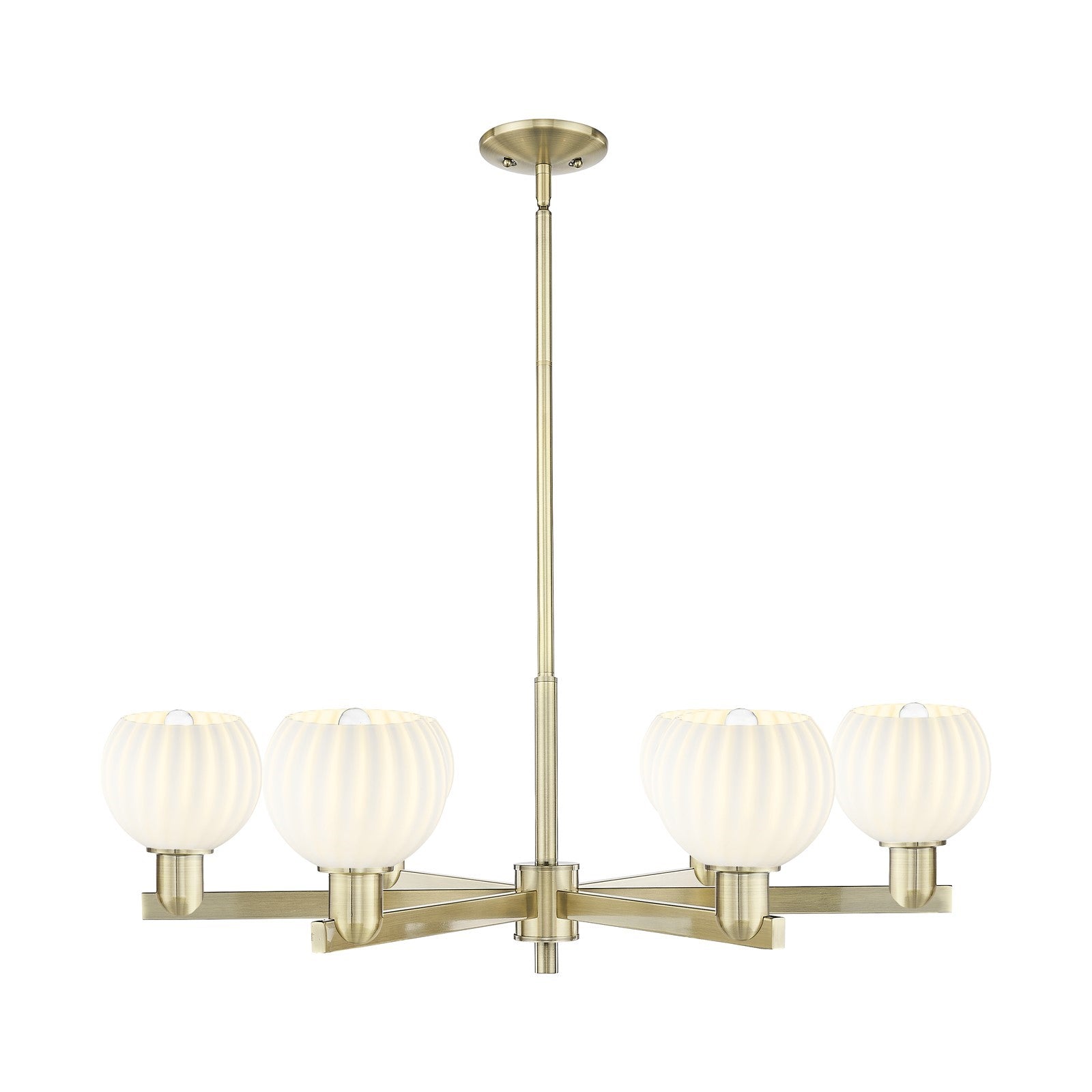 Innovations Lighting White Venetian 36in 6-Light Chandelier | Industrial Antique Brass and White Venetian Glass | Dining Room | Model 716-6CR-AB-G1217-6WV