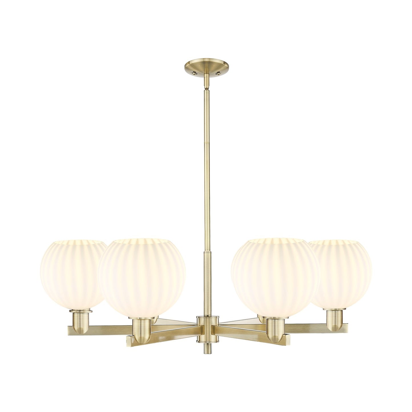 Innovations Lighting Arcadia 38in 6-Light Chandelier | Industrial Antique Brass and White Venetian Glass | Dining Room & | Model 716-6CR-AB-G1217-8WV