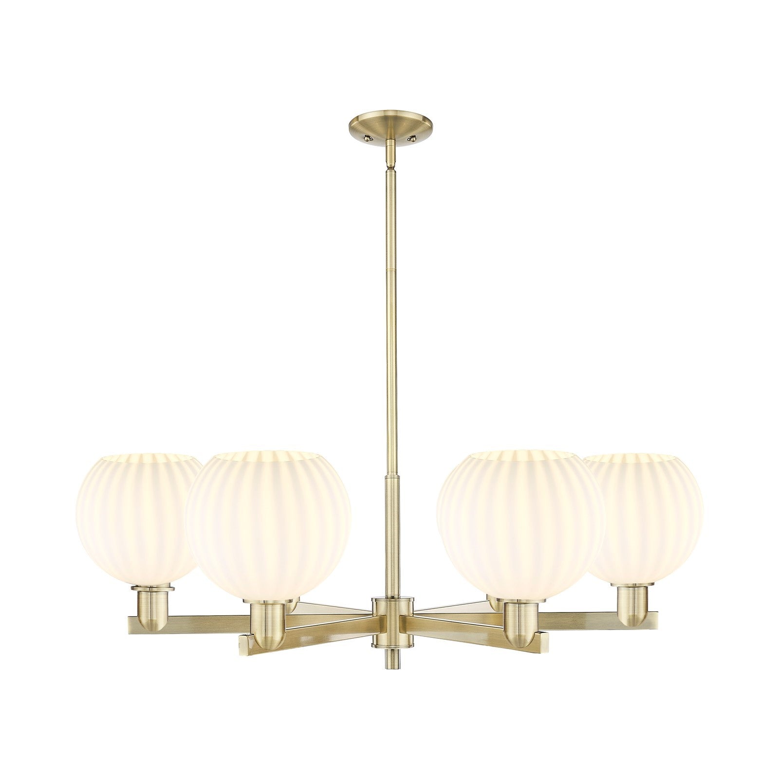 Innovations Lighting Arcadia 38in 6-Light Chandelier | Industrial Antique Brass and White Venetian Glass | Dining Room & | Model 716-6CR-AB-G1217-8WV