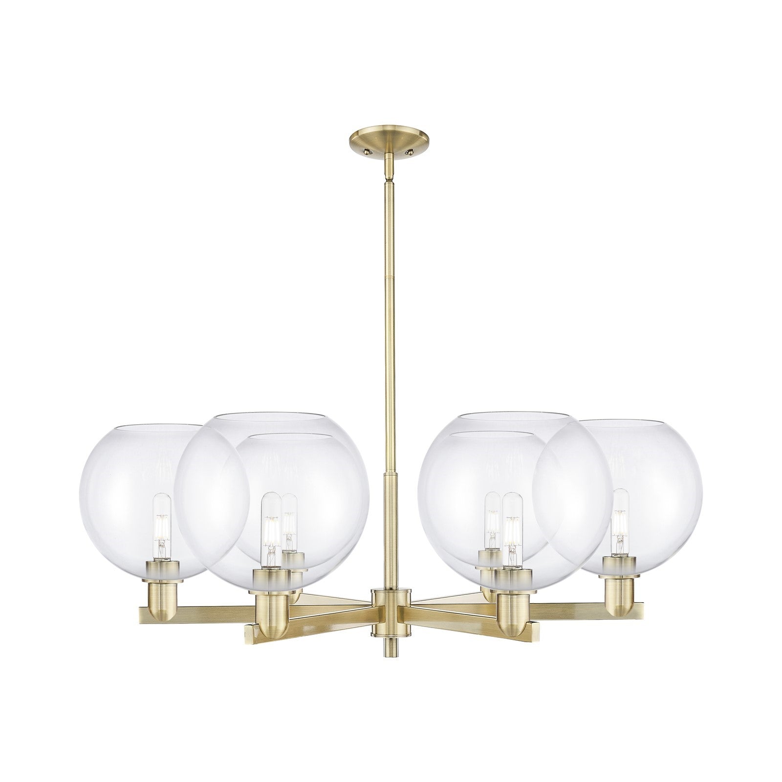 Innovations Athens 40in 6-Light Chandelier | Industrial Antique Brass Steel and Clear Glass | Dining Room & Living Room | Model 716-6CR-AB-G122-10