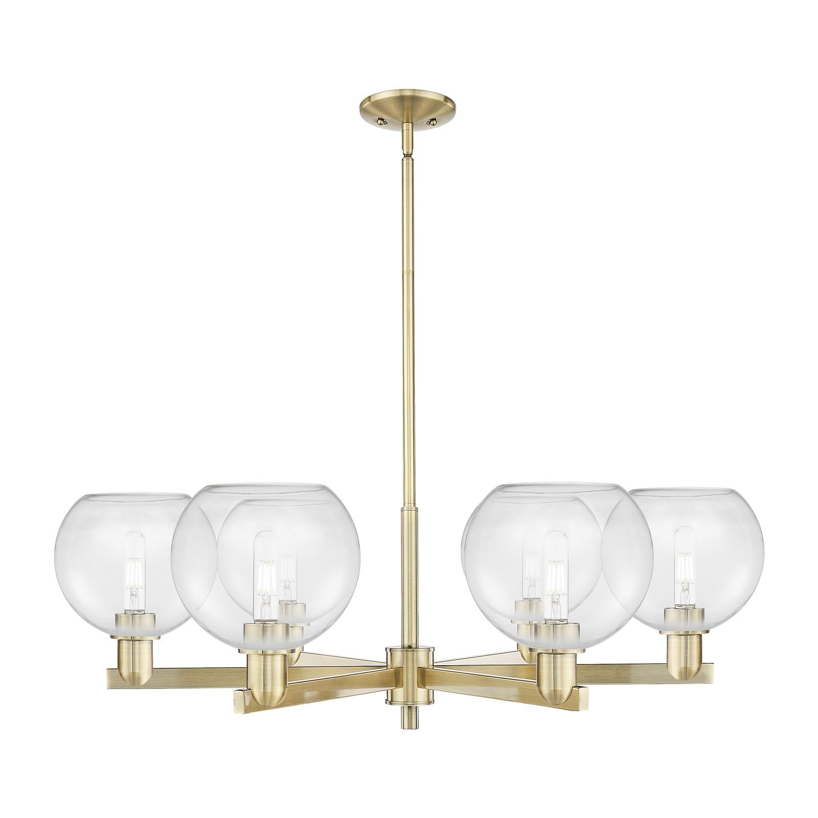 Innovations Athens 38in 6-Light Chandelier | Industrial Antique Brass Steel and Clear Glass | Dining Room & Living Room | Model 716-6CR-AB-G122-8