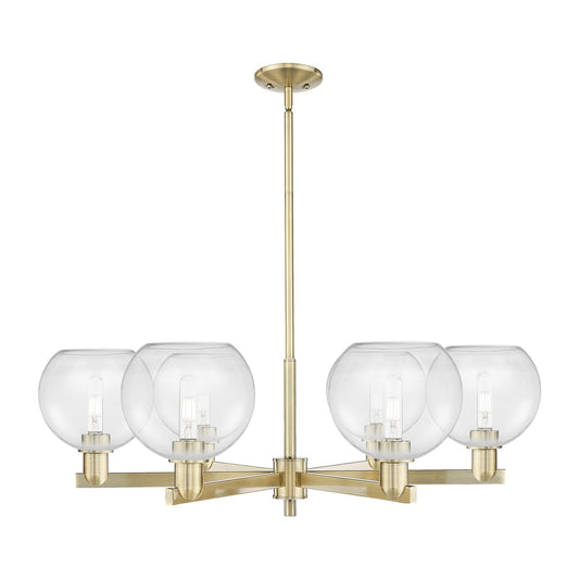 Innovations Athens 38in 6-Light Chandelier | Industrial Antique Brass Steel and Clear Glass | Dining Room & Living Room | Model 716-6CR-AB-G122-8