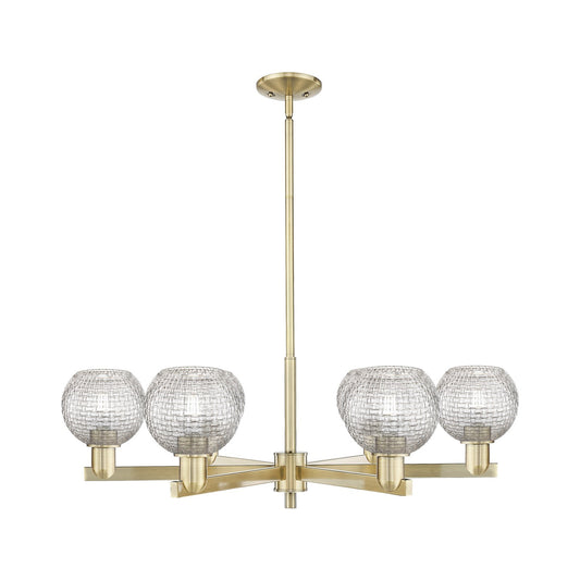 Innovations Athens 36in 6-Light Chandelier | Industrial Antique Brass Steel and Clear Basket Weave Glass | Dining Room & | Model 716-6CR-AB-G122C-6CL