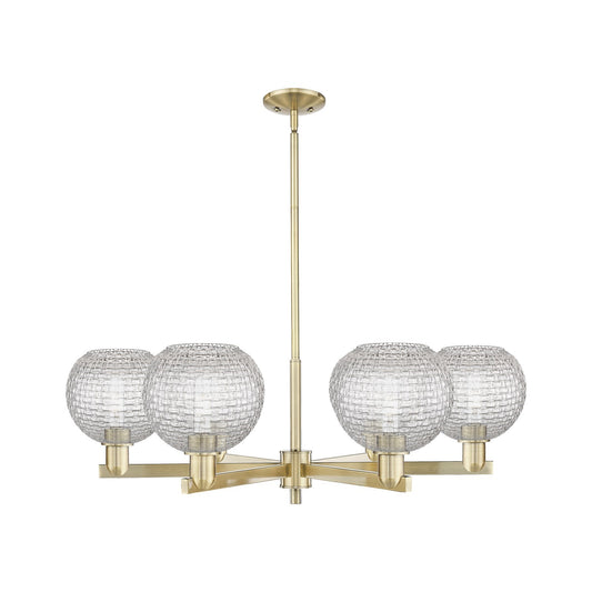 Innovations Athens 38in 6-Light Chandelier | Industrial Antique Brass and Clear Basket Weave Glass | Dining Room & Living | Model 716-6CR-AB-G122C-8CL