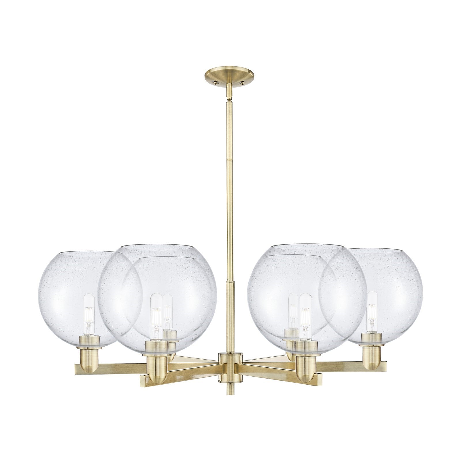 Innovations Athens 40in 6-Light Chandelier | Industrial Antique Brass Steel and Seedy Glass | Dining Room & Living Room | Model 716-6CR-AB-G124-10