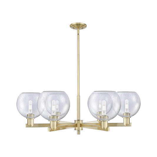 Innovations Athens 38in 6-Light Chandelier | Industrial Antique Brass and Seedy Glass | Dining Room & Living Room | Model 716-6CR-AB-G124-8