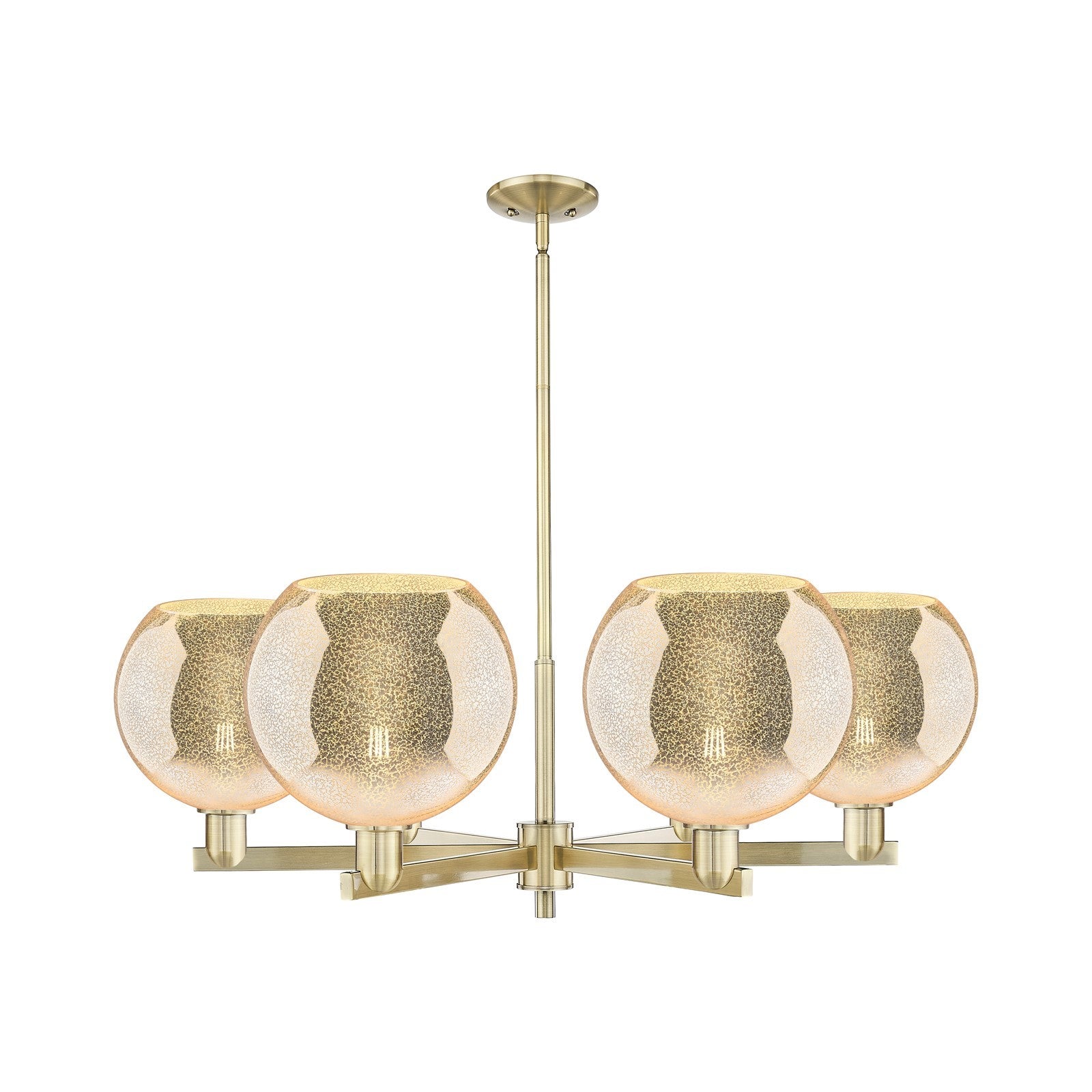 Innovations Athens 40in 6-Light Chandelier | Industrial Antique Brass and Mercury Glass | Dining Room & Living Room | Model 716-6CR-AB-G128-10
