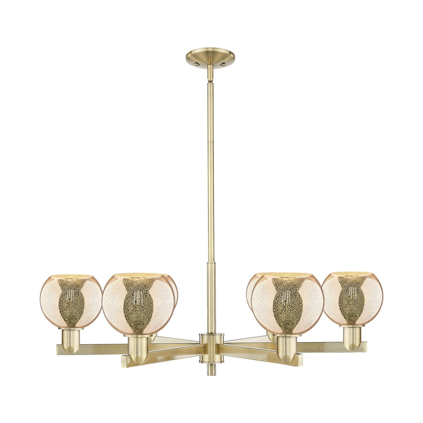 Innovations Athens 36in 6-Light Chandelier | Industrial Antique Brass and Mercury Glass | Dining Room & Living Room | Model 716-6CR-AB-G128-6