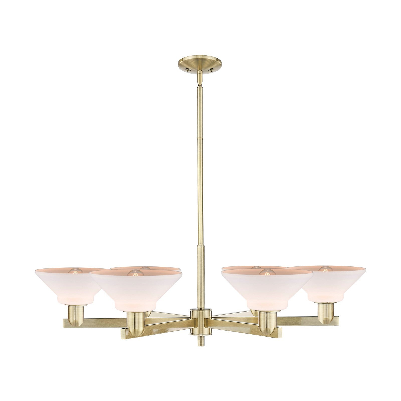 Innovations Orwell 38in 6-Light Chandelier | Industrial Antique Brass and Matte White Glass | Dining Room & Living Room | Model 716-6CR-AB-G131