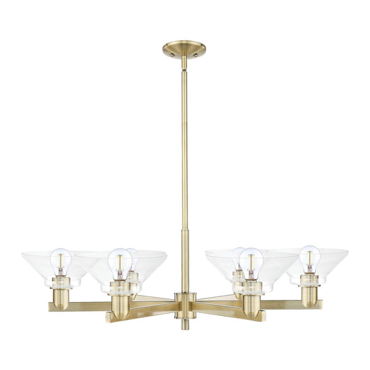 Innovations Orwell 38in 6-Light Chandelier | Industrial Antique Brass Steel and Clear Glass | Dining Room & Living Room | Model 716-6CR-AB-G132