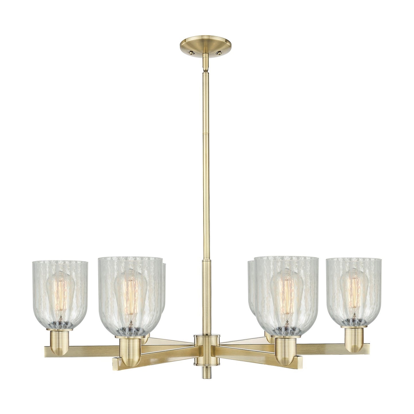 Innovations Caledonia 35in 6-Light Chandelier | Industrial Antique Brass Steel and Mouchette Glass | Dining Room & Living Room | Model 716-6CR-AB-G2511