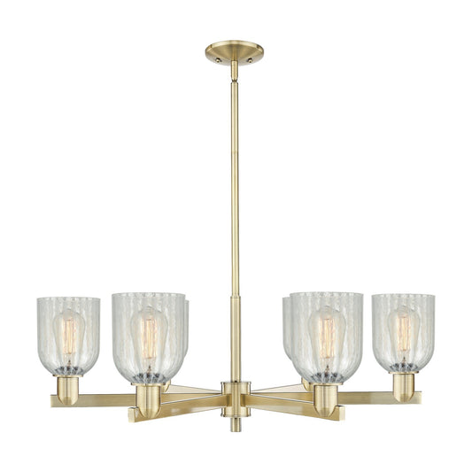 Innovations Caledonia 35in 6-Light Chandelier | Industrial Antique Brass Steel and Mouchette Glass | Dining Room & Living Room | Model 716-6CR-AB-G2511