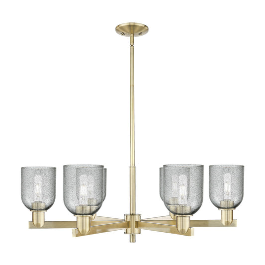 Innovations Caledonia 35in 6-Light Chandelier | Industrial Antique Brass and Charcoal Glass | Dining Room & Living Room | Model 716-6CR-AB-G257