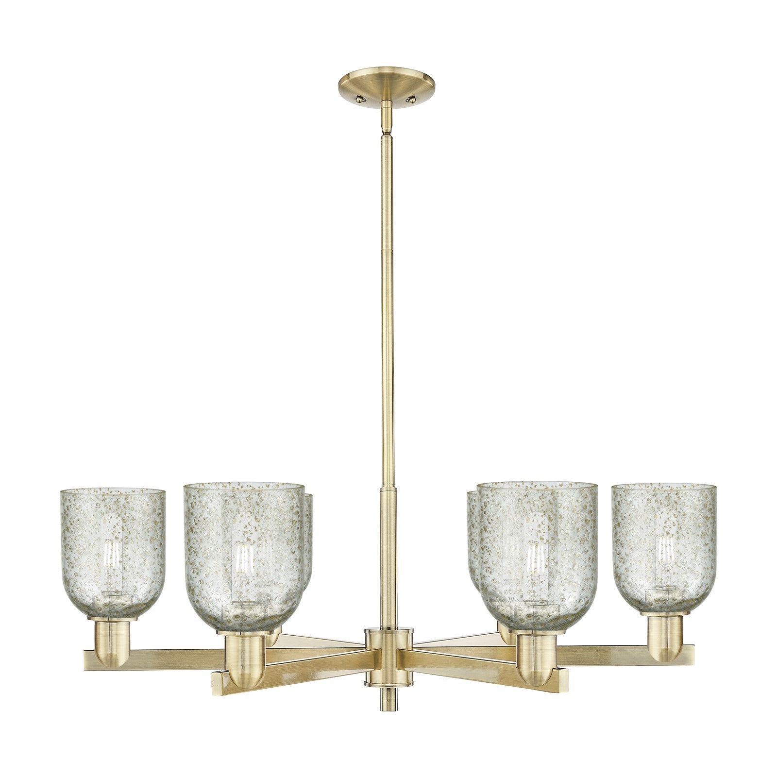 Innovations Caledonia 35in 6-Light Chandelier | Industrial Antique Brass and Mica Glass | Dining Room & Living Room | Model 716-6CR-AB-G259