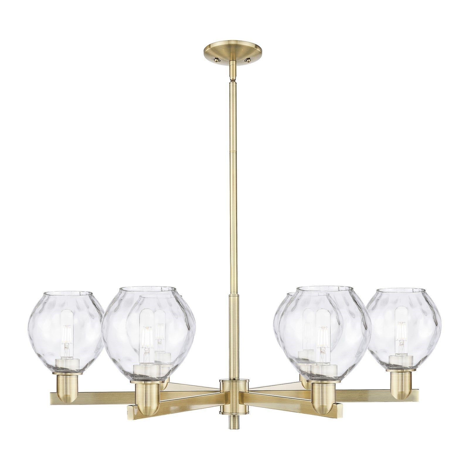 Innovations Waverly 36in 6-Light Chandelier | Industrial Antique Brass and Clear Glass | Dining Room & Living Room | Model 716-6CR-AB-G362