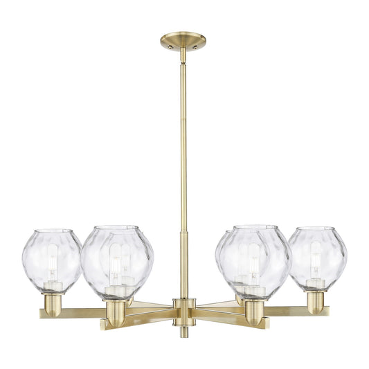 Innovations Waverly 36in 6-Light Chandelier | Industrial Antique Brass and Clear Glass | Dining Room & Living Room | Model 716-6CR-AB-G362