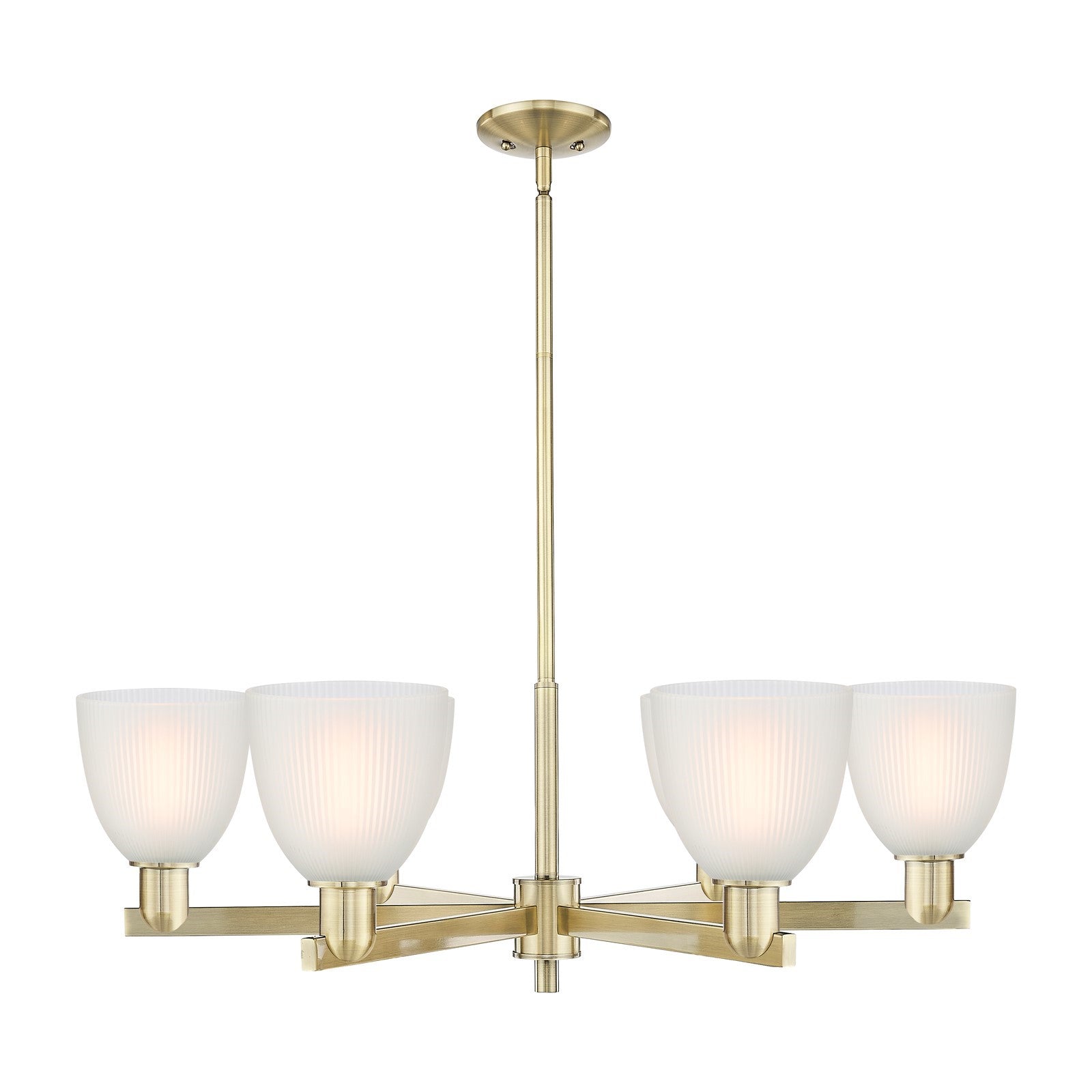 Innovations Castile 36in 6-Light Chandelier | Industrial Antique Brass and White Glass | Kitchen Island & Dining Room | Model 716-6CR-AB-G381