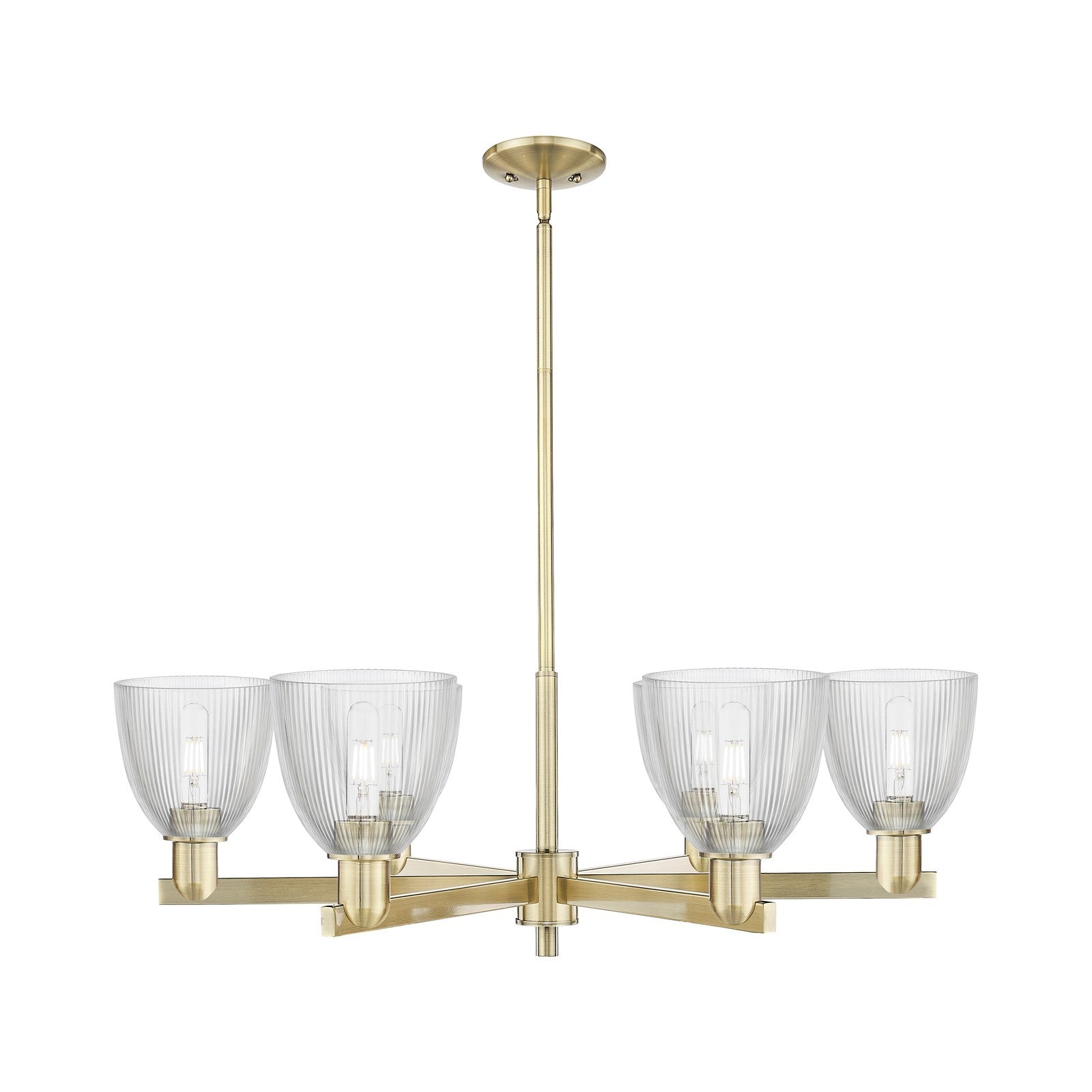 Innovations Castile 36in 6-Light Chandelier | Industrial Antique Brass Steel and Clear Glass | Dining Room & Living Room | Model 716-6CR-AB-G382