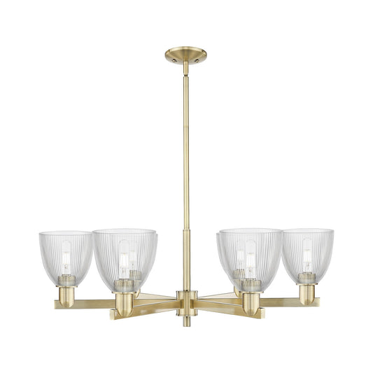 Innovations Castile 36in 6-Light Chandelier | Industrial Antique Brass Steel and Clear Glass | Dining Room & Living Room | Model 716-6CR-AB-G382
