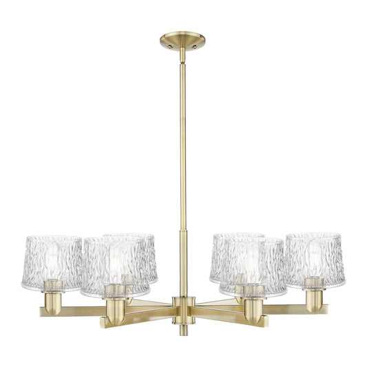 Innovations Niagara 36in 6-Light Chandelier | Industrial Antique Brass Steel and Clear Textured Glass | Dining Room & Living Room | Model 716-6CR-AB-G402