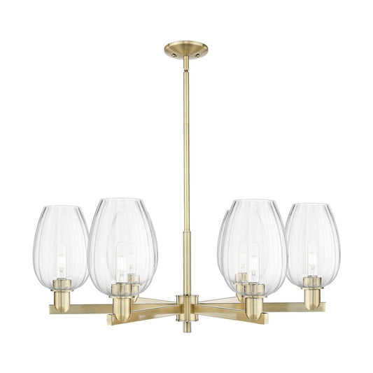 Innovations Preston 6Lt 24" Flute Stem Chandelier, AB/CL - 716-6CR-AB-G457-6CL