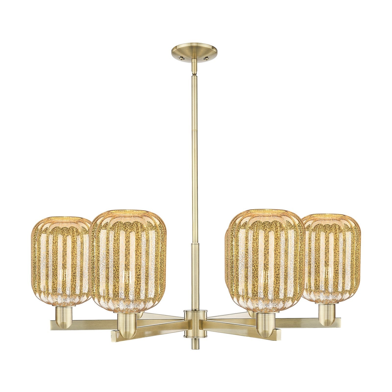 Innovations Preston Cylinder 36.5in 6-Light Chandelier | Industrial Antique Brass and Mercury Glass | Dining Room & Living | Model 716-6CR-AB-G460-7ME