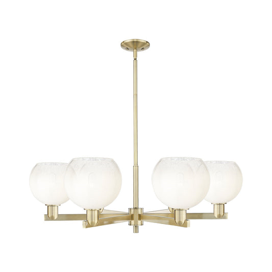 Innovations Brookhaven Globe 38in 6-Light Chandelier | Industrial Antique Brass Steel and Opal Glass | Dining Room & Living | Model 716-6CR-AB-G483-8OP