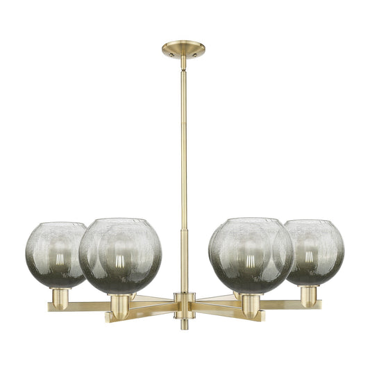 Innovations Brookhaven Globe 38in 6-Light Chandelier | Industrial Antique Brass Steel and Slate Glass | Living & Dining Room | Model 716-6CR-AB-G483-8SL