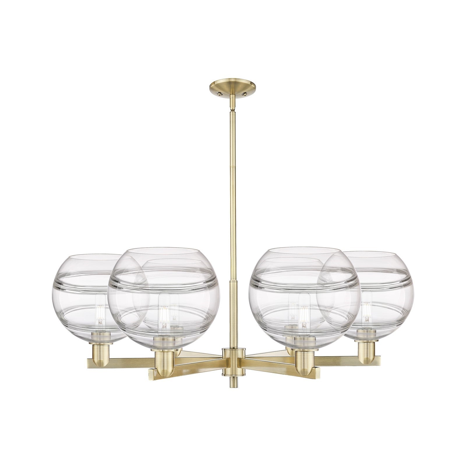 Innovations Rochester 40in 6-Light Chandelier | Industrial Antique Brass and Clear Glass | Dining Room & Living Room | Model 716-6CR-AB-G556-10CL