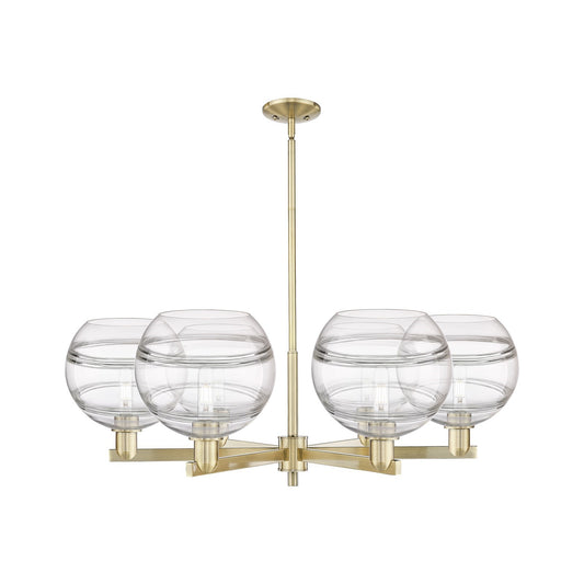 Innovations Rochester 40in 6-Light Chandelier | Industrial Antique Brass and Clear Glass | Dining Room & Living Room | Model 716-6CR-AB-G556-10CL