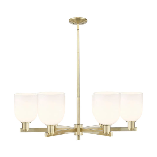 Innovations Bella 35in 6-Light Chandelier | Industrial Antique Brass and White Glass | Kitchen Island & Dining Room | Model 716-6CR-AB-G558-6GWH