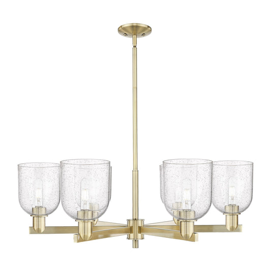 Innovations Bella 35in 6-Light Chandelier | Industrial Antique Brass Steel and Seedy Glass | Dining Room & Living Room | Model 716-6CR-AB-G558-6SDY