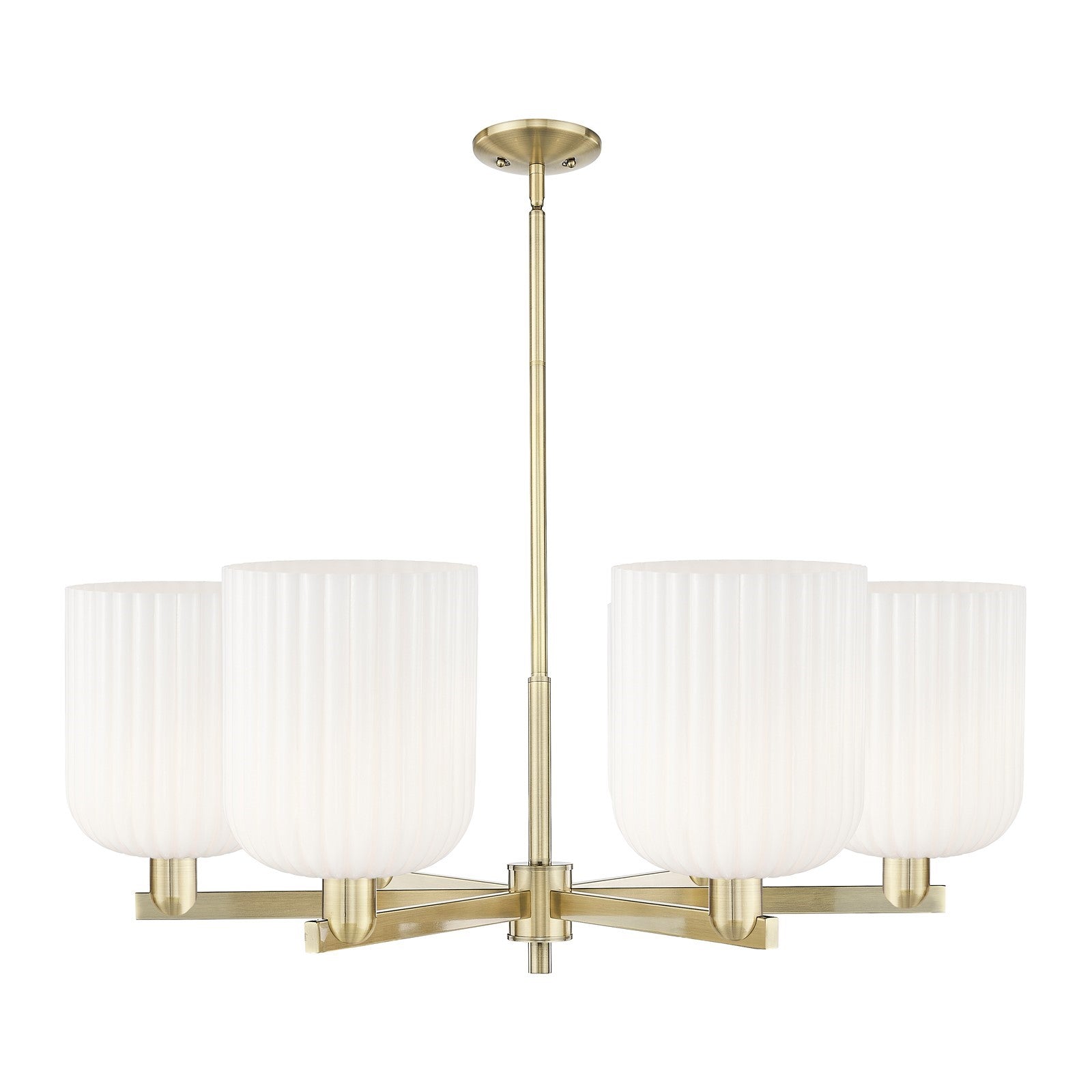 Innovations Bridal Veil 38in 6-Light Chandelier | Industrial Antique Brass Steel and Gloss White Glass | Kitchen Island & | Model 716-6CR-AB-G559-8GWH