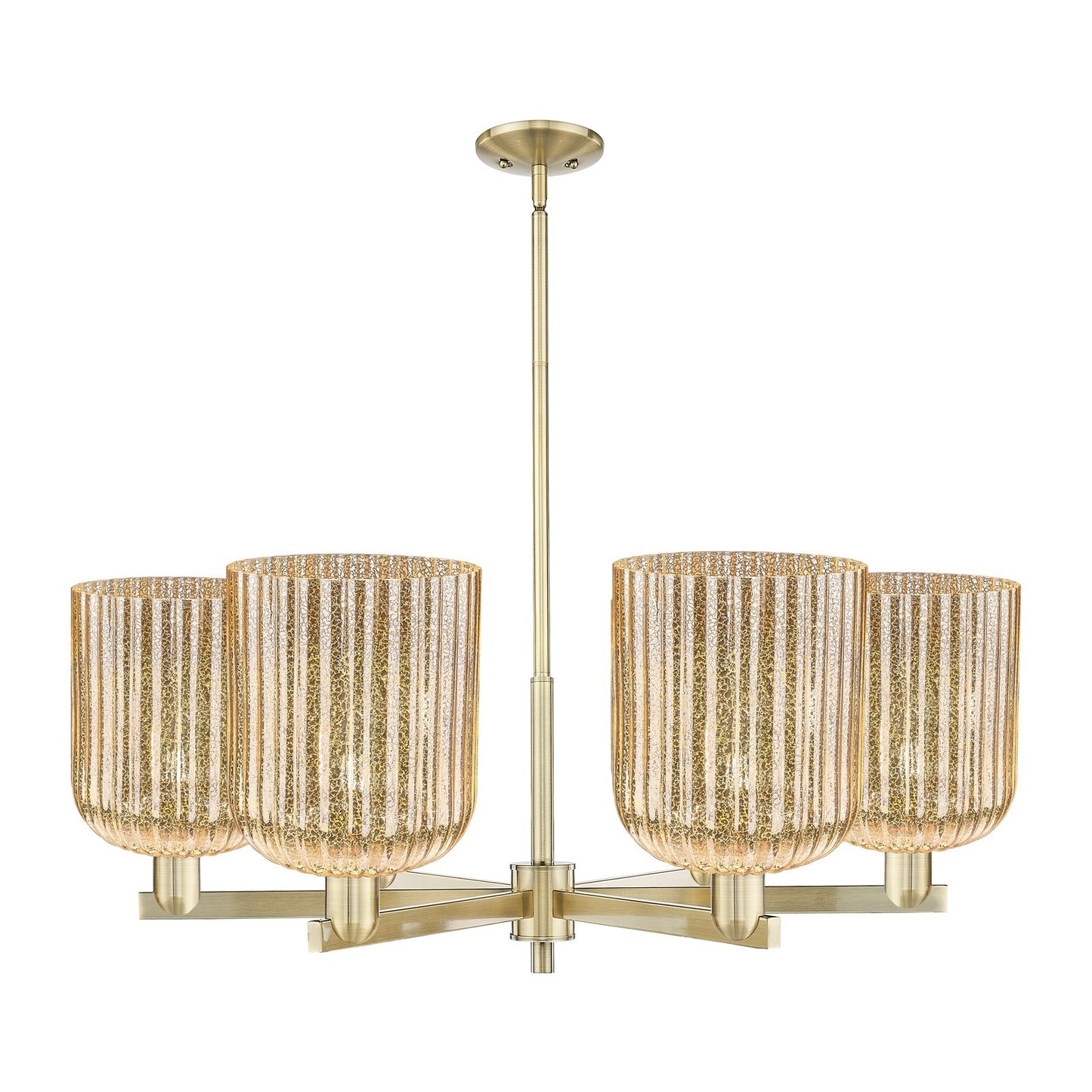 Innovations Bridal Veil 38in 6-Light Chandelier | Industrial Antique Brass and Mercury Ribbed Glass | Dining Room & Living | Model 716-6CR-AB-G559-8ME