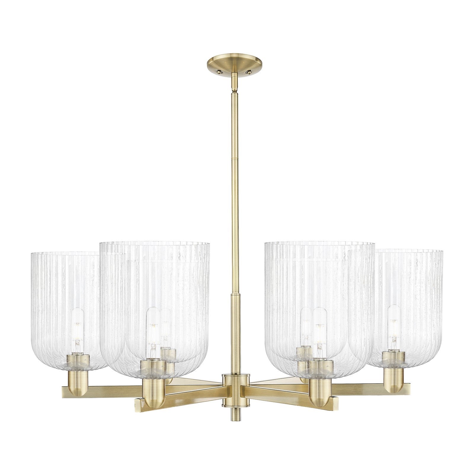 Innovations Bridal Veil 38in 6-Light Chandelier | Industrial Antique Brass and Seedy Glass | Dining Room & Living Room | Model 716-6CR-AB-G559-8SDY