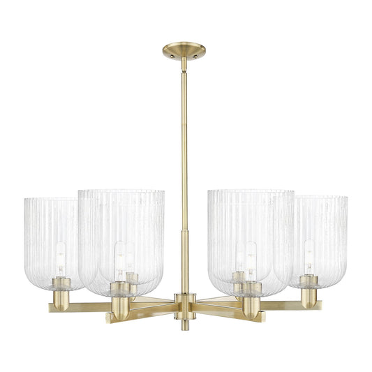 Innovations Bridal Veil 38in 6-Light Chandelier | Industrial Antique Brass and Seedy Glass | Dining Room & Living Room | Model 716-6CR-AB-G559-8SDY