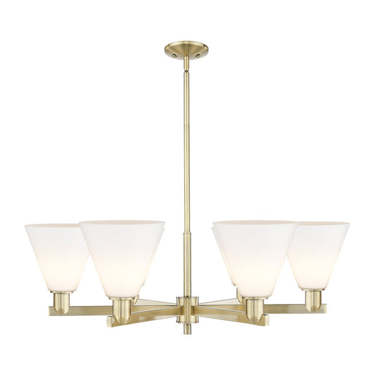 Innovations Berkshire Glass 38in 6-Light Chandelier | Industrial Antique Brass and Matte White Glass | Dining Room & Living Room | Model 716-6CR-AB-GBC-81