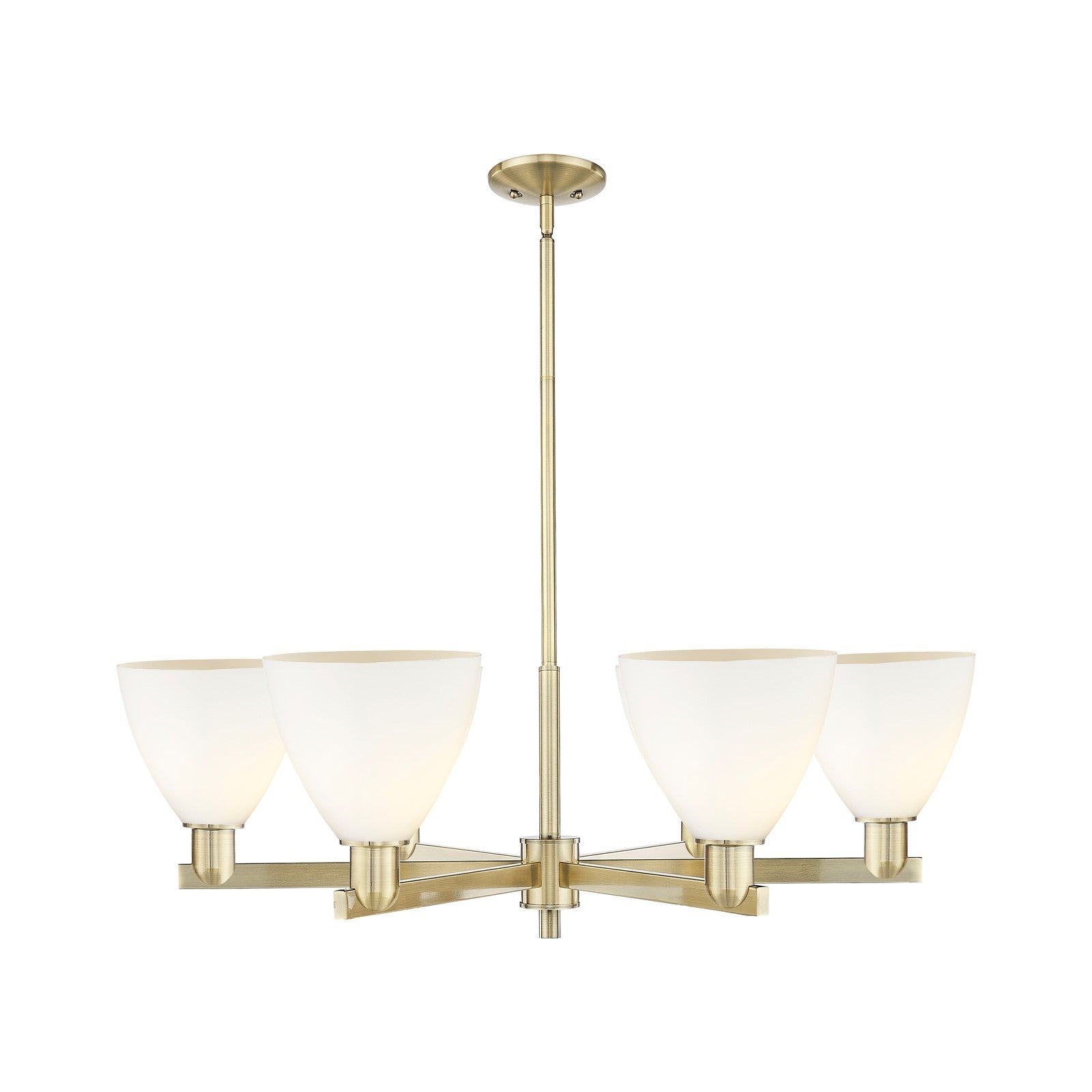 Innovations Bristol 37in 6-Light Chandelier | Industrial Antique Brass and Matte White Glass | Damp-Rated Dining Room & Living | Model 716-6CR-AB-GBD-751