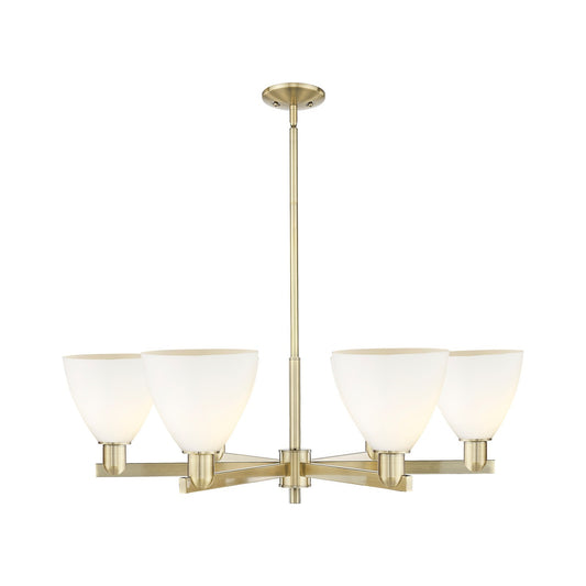 Innovations Bristol 37in 6-Light Chandelier | Industrial Antique Brass and Matte White Glass | Damp-Rated Dining Room & Living | Model 716-6CR-AB-GBD-751